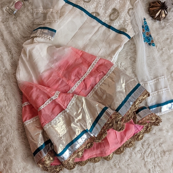 Ombre Metallic Kurta Indian Pakistani Dress - Picture 12 of 16